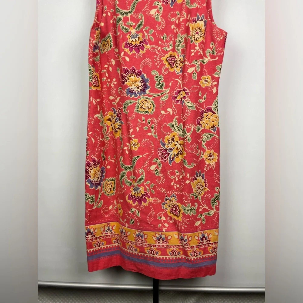 Vintage Talbots Coral Spring Summer Linen Blend Boho Sleeveless‎ Sheath Dress - Picture 5 of 7